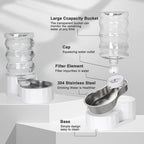 RIZZARI Automatic Gravity Pet Dispenser: Helps Prevent Urinary Stones - Activated Carbon Ion Exchange System - 6.5L Large Capacity Stainless Steel-Ideal for Cats & Small Dogs-All-Day Hydration at Home