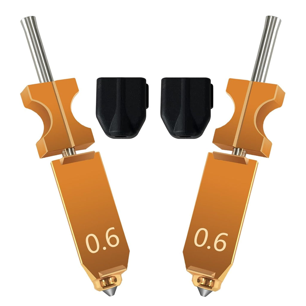 for FLASHFORGE AD5X Upgraded 0.6mm Hotend 2 Packs 3D Printer Assembled Extruder Kits- All Metal Hot End/Printhead Replacement with Detachable Nozzle, 2PCS Silicone Sock Integrated Heater Block