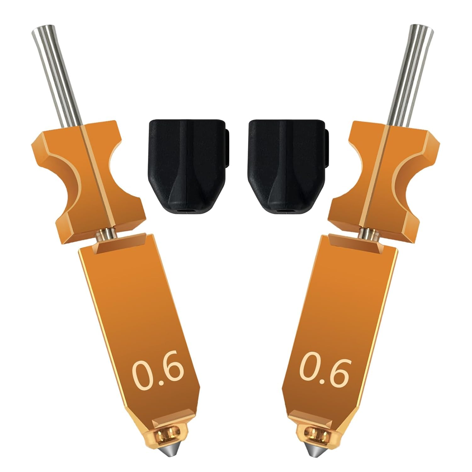 for FLASHFORGE AD5X Upgraded 0.6mm Hotend 2 Packs 3D Printer Assembled Extruder Kits- All Metal Hot End/Printhead Replacement with Detachable Nozzle, 2PCS Silicone Sock Integrated Heater Block