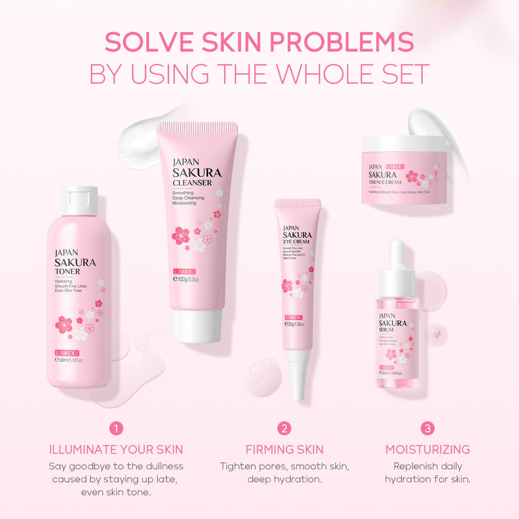 LAIKOU Skin Care Set, Skin Care Routine Kit for Women, Teen Face Care Kit Girls, Skincare Gift Set with Cleanser, Toner, Serum, Eye Cream, Face Cream 5pcs Mother's Day Christmas Birthday Daughter Wife