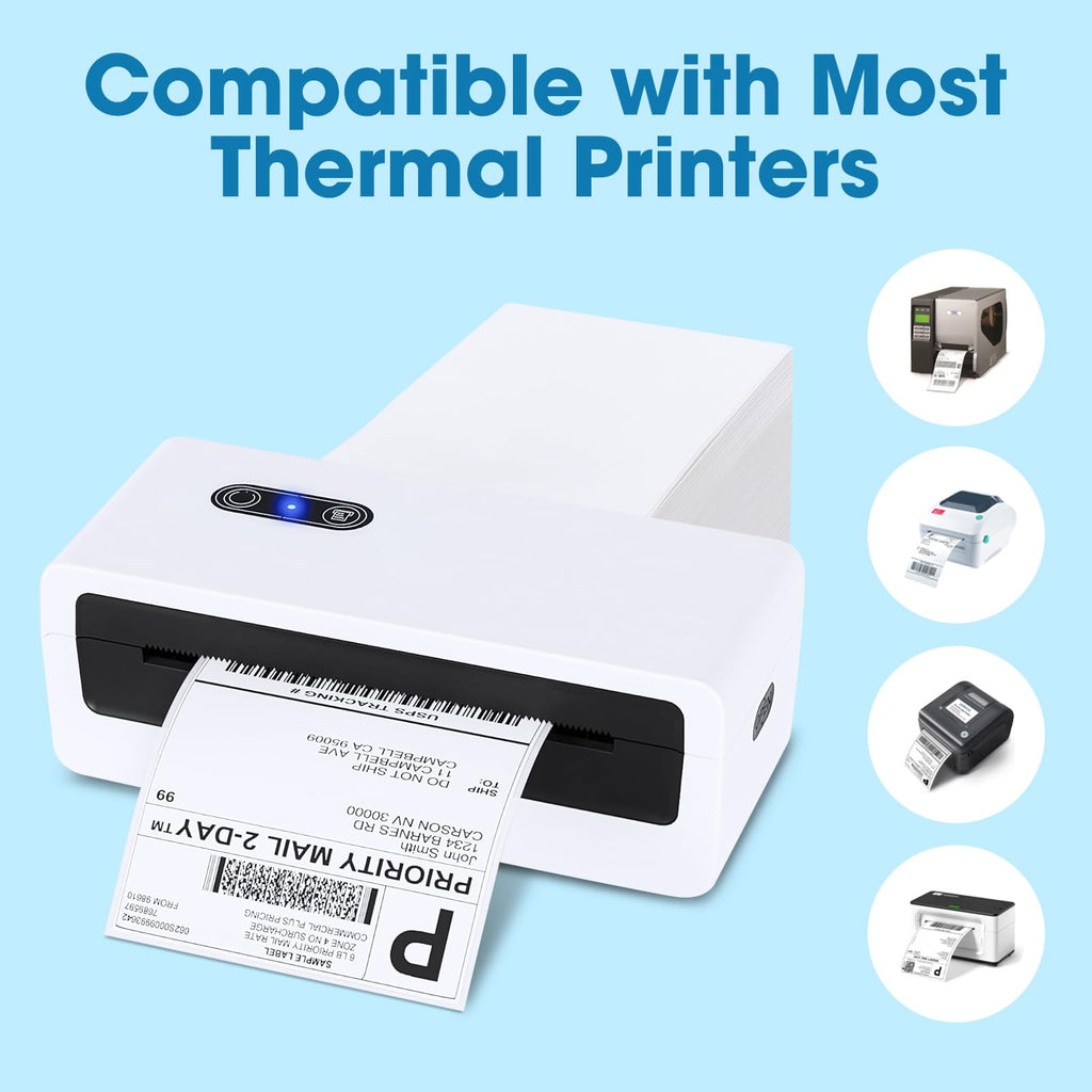 Fuxury Thermal Labels 4x6 500 Labels Fanfold Direct Shipping Label with Perforated and Strong Adhesive Mailing Stickers Paper Thermal Printer Sticker for Most Printer Shipping Supplies