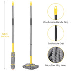 Self-Wringing Twist Mops for Floor Cleaning, Microfiber Floor mop with 57 " Long Handle, Easy Wringing Mop for Hardwood Commercial Household Clean (Gray Twist Mop)