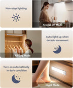 Under Cabinet Lighting, LED Motion Sensor Light Indoor, 2200mAh USB Rechargeable Closet Lights Battery Operated, Stick On Magnetic Wireless Dimmable Under Counter Lights for Kitchen(2 Pack)