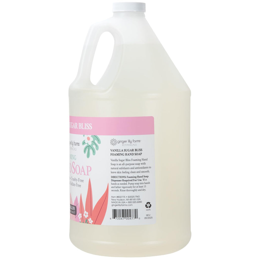 Ginger Lily Farms Botanicals All-Purpose Foaming Hand Soap Refill, 100% Vegan & Cruelty-Free, Vanilla Sugar Bliss Scent, 1 Gallon (128 fl oz)