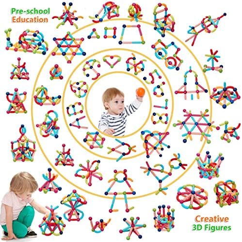 COUOMOXA Magnetic Sticks STEM for Kids: 3 4 5 6 7 8+ Year Old 110pcs Educational Magnetic Construction Set - Learning Toy for 3-12 Kids Classroom Home - Birthday Gift for Boys Girls