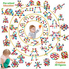 COUOMOXA Magnetic Sticks STEM for Kids: 3 4 5 6 7 8+ Year Old 110pcs Educational Magnetic Construction Set - Learning Toy for 3-12 Kids Classroom Home - Birthday Gift for Boys Girls