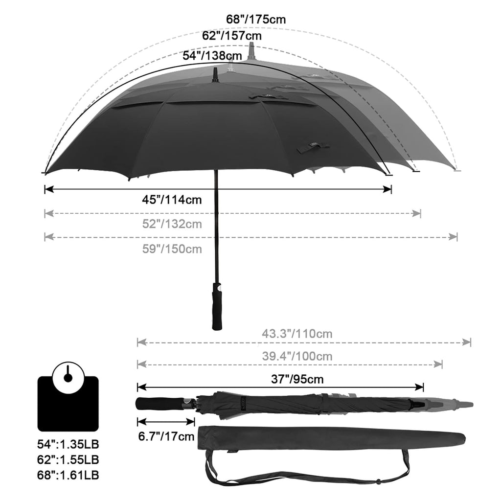 G4Free 47/54/62/68/72 Inch Golf Umbrella Windproof Auto Open Large Umbrella