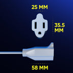 Maximm 360 Rotating Flat Plug Extension Cord 30 feet with Slim Space-Saving Plug Design, Low Profile (White)