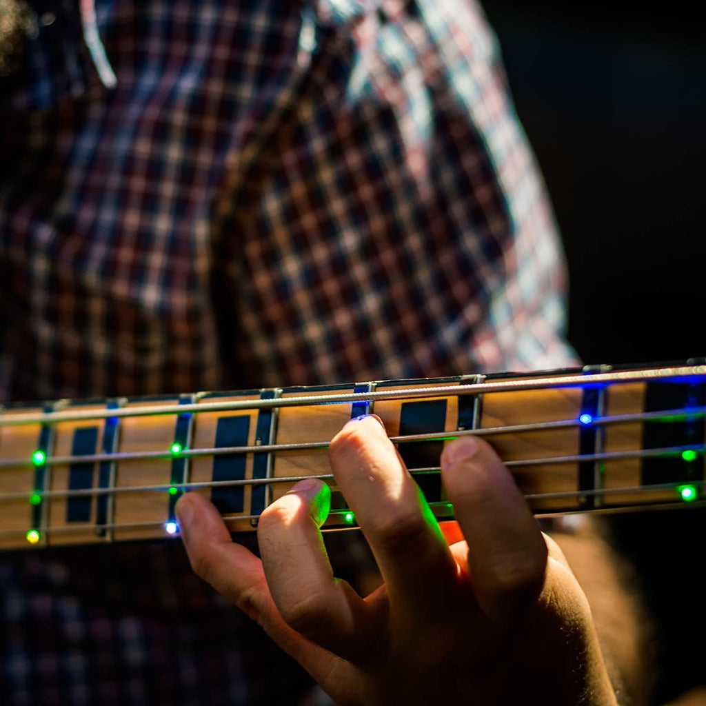 Fret Zealot LED Bass Guitar Fretboard Lights Learning Accessory - EASIEST and BEST Method to Learn To Play Bass Guitar for All Levels, Fits All FULL SIZE Bass Guitars, IOS & Android App included