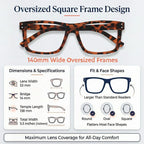 Eyekepper 5-Pack Oversized Square Reading Glasses +1.25 Men Women