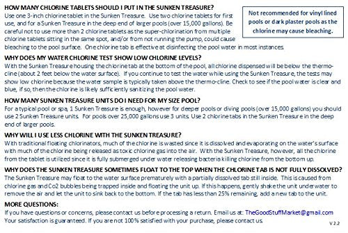 The Original Sinking & Floating Chlorine Dispenser for Pool, Uses Less Chlorine, Less Chlorine Odor, It Sinks & Cleans & Floats Back Up, Replaces Pool Chlorine Floater, The Sunken Treasure, White