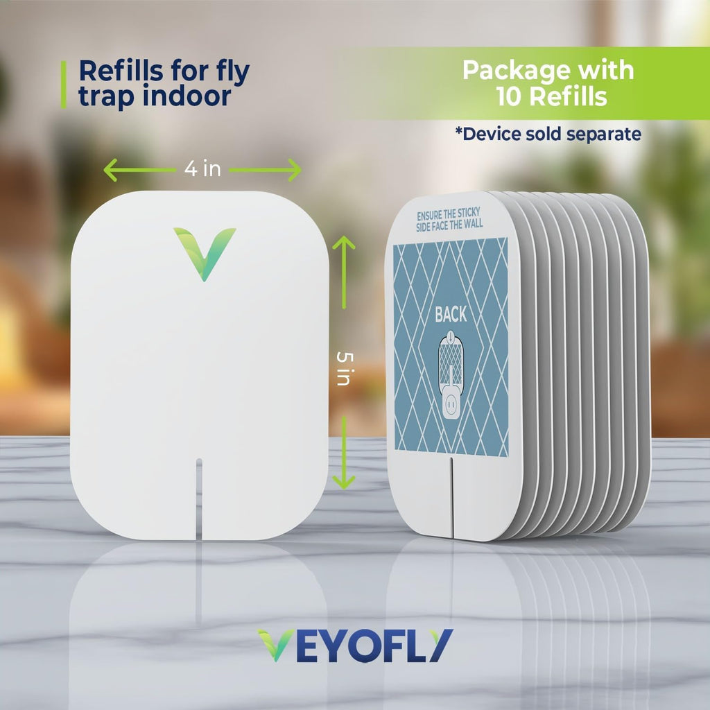 VEYOFLY Fruit Fly Traps for Indoors Official Refill, Gnat Trap Indoor Plug in, Bug Traps, Flying Insect Trap, Gnat Traps for House Indoor, Fly Trap Indoor for Home, Mosquito Catcher, Pack 10 Refills
