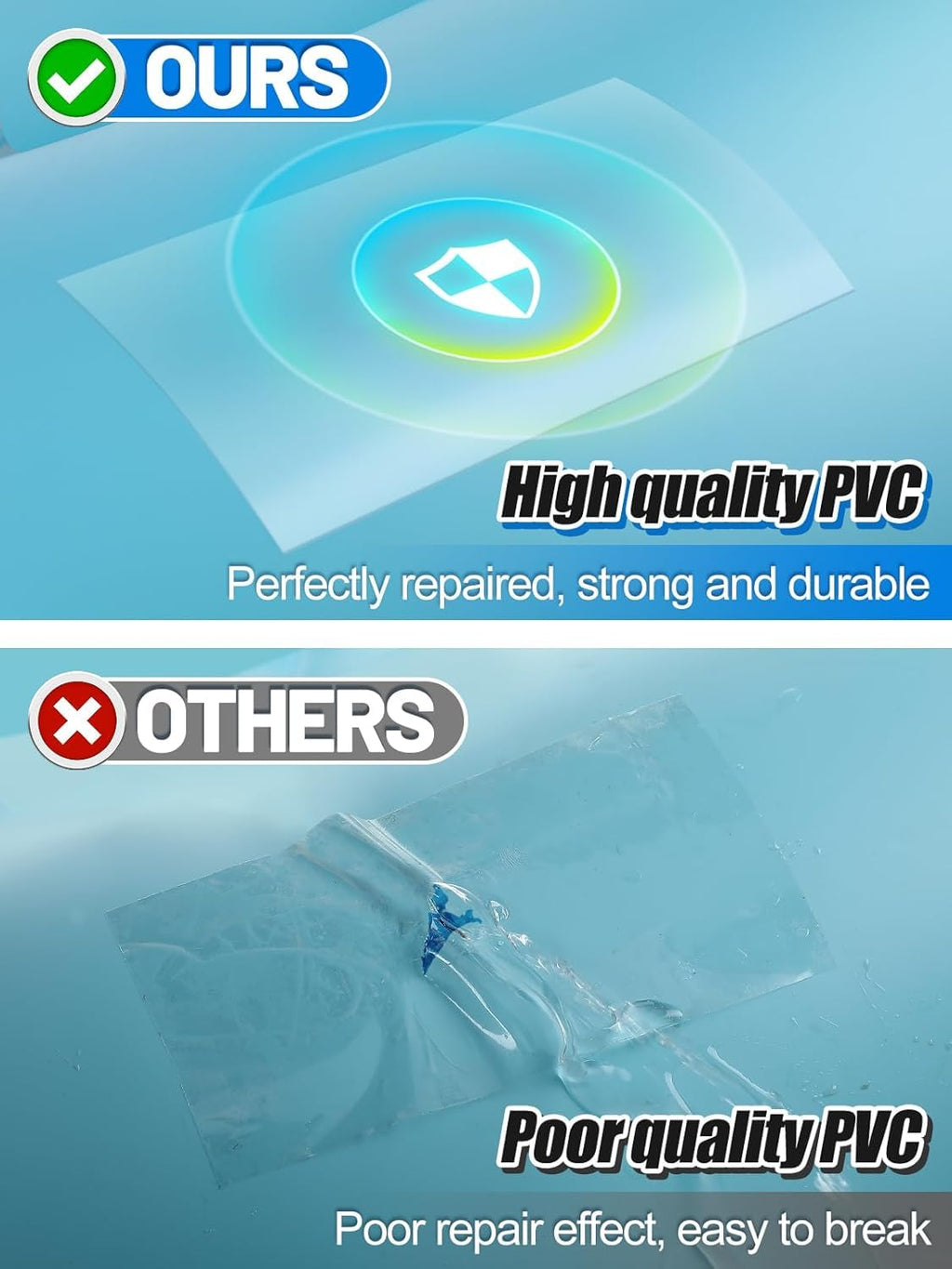 Aulock 2.8ft x 2ft Large Clear Pool Liner Repair Patch - Self-Adhesive Vinyl Patch Kit for In-Ground or Above Ground Pools Inflatable Swimming Pools, Clear