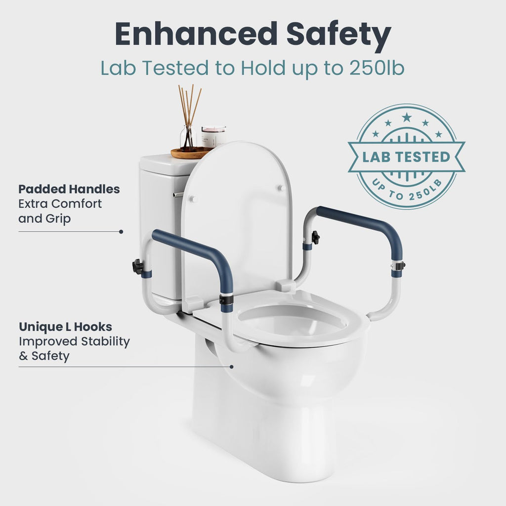 Adult Toilet Rails PELEGON Toilet Safety Rails (250lb) - Adjustable Toilet Safety Rails ...