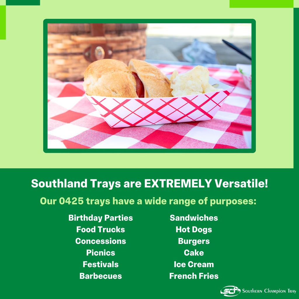 Southern Champion Tray 0425 #300 Southland Paperboard Food Tray, 3 lb Capacity, Red Check (Case of 500)