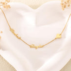 Elemtansy Custom Name Necklace with 1-3 Tiny Names - 18K Gold-Plated Family Necklace Personalized with Heart, Cross, Paw Print - Birthday Jewelry Gifts for Mom, Wife (2 Tiny Names + Symbol)