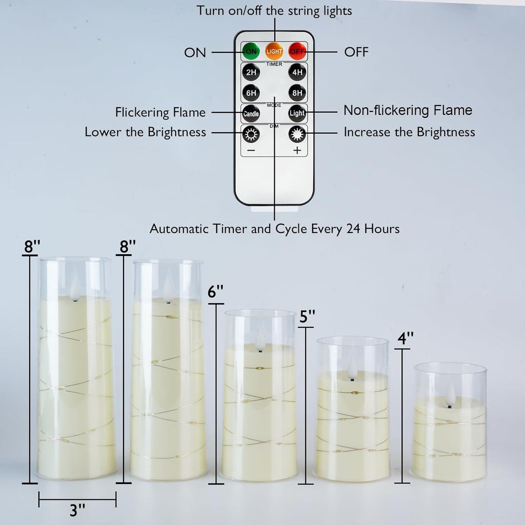 Homemory Flickering Flameless Candles, Ivory LED Pillar Candles with Remote