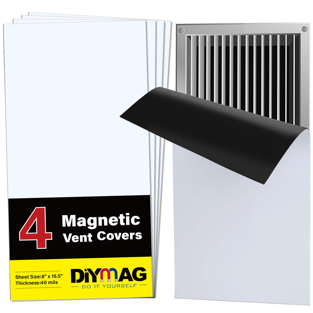 DIYMAG 4Pack Strong Magnetic Vent Covers, Magnets for Home Floor Standard Air Register, 8" x 15.5" Magnetics for Floors Wall and Ceiling Registers, Homes and RV, HVAC