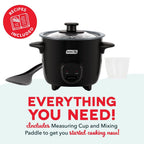Dash Mini Ceramic Rice Cooker - Designed for Single-Serve Cooking - Compact Rice Cooker with Nonstick Removable Pot, Keep Warm Function & Easy-to-Clean Sleek Design - Black Ceramic
