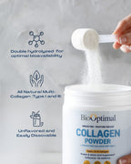 BioOptimal Collagen Peptides Powder - Grass-Fed, Pasture-Raised Hydrolyzed Protein Supplement for Skin, Hair, & Nails - Non-GMO, Zero Sugar Daily Supplement for Men & Women (30 Servings)