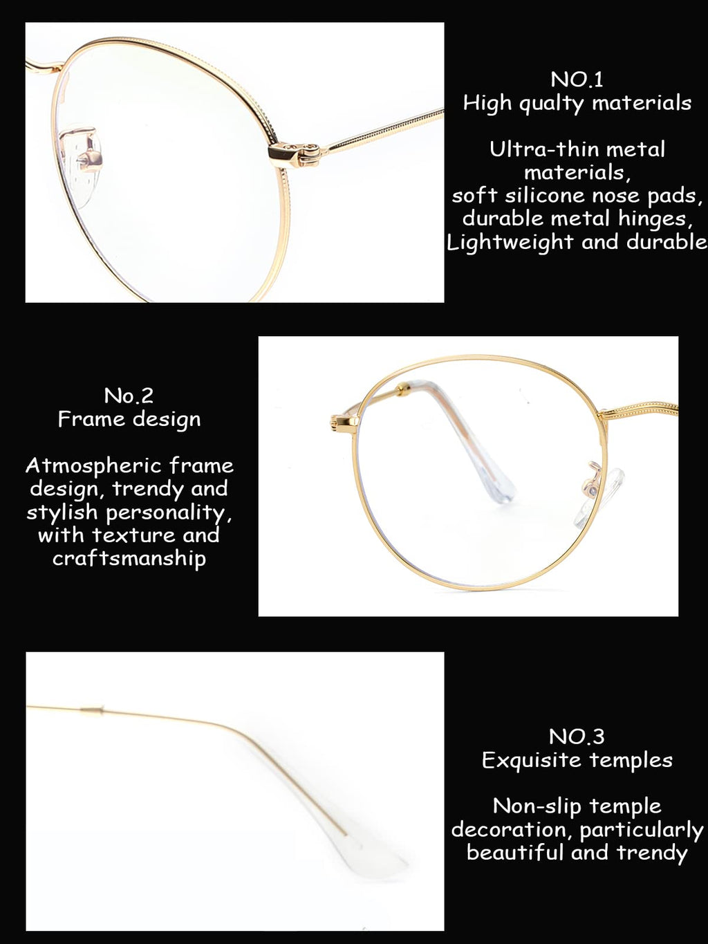 Onrtry Circle Blue Light Glasses for Women Men Round Metal Frame Computer Gaming Eyeglasses 2 Pack(Tortoise+Gold)
