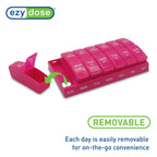 EZY DOSE Weekly, AM/PM Daily Pill Organizer, 7-Day Medicine Planner, Vitamin Container, Small Pop-Out Compartments, 2 Times a Day Pill Holder, Pink, Travel-Friendly, BPA Free