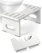 Foldable Toilet Stool, 7.5 Inches Bamboo Toilet Stool Squat for Adults, Collapsible Poop Stool for Bathroom, Potty Step Stool with Non-Slip Strip
