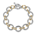 Mytys Link Bracelet for Women 2 tone Circles Chain Wire Cable Bangle Designer Inspired Bracelets Style 6