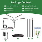 Kullsinss Grow Lights for Indoor Plants with Stand, 4-Heads Full Specturm Plant Grow Light with 4/8/12/16H Timer, 3 Color Modes, 360° Flexible Gooseneck, 24-68.7in Hight Adjustable Grow Lamp, Black