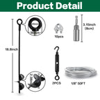hannger 4 Pack 18" Ground Anchors Shed Anchor Kit with 1/8" Galvanized Cable & Turnbuckles, Heavy Duty Trampoline Anchors for Swingset Canopy Carport Gazebo Greenhouse Tree