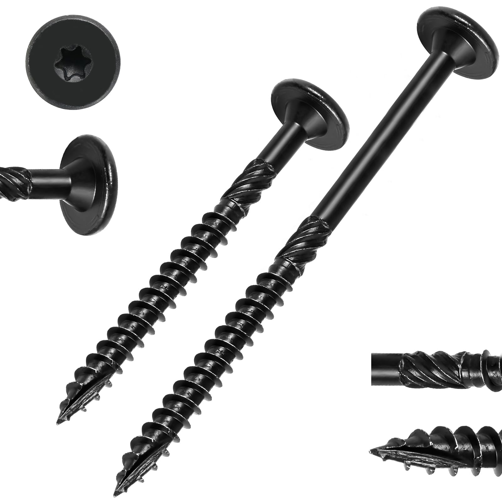 FMhotu Heavy-Duty Outdoor Deck Screws, 300Pcs Star Drive Decking Wood Screws, Rust Resistant Timber Screws for Timber/Log/Landscaping Wood（#14 x 2-7/8",4-1/2"）