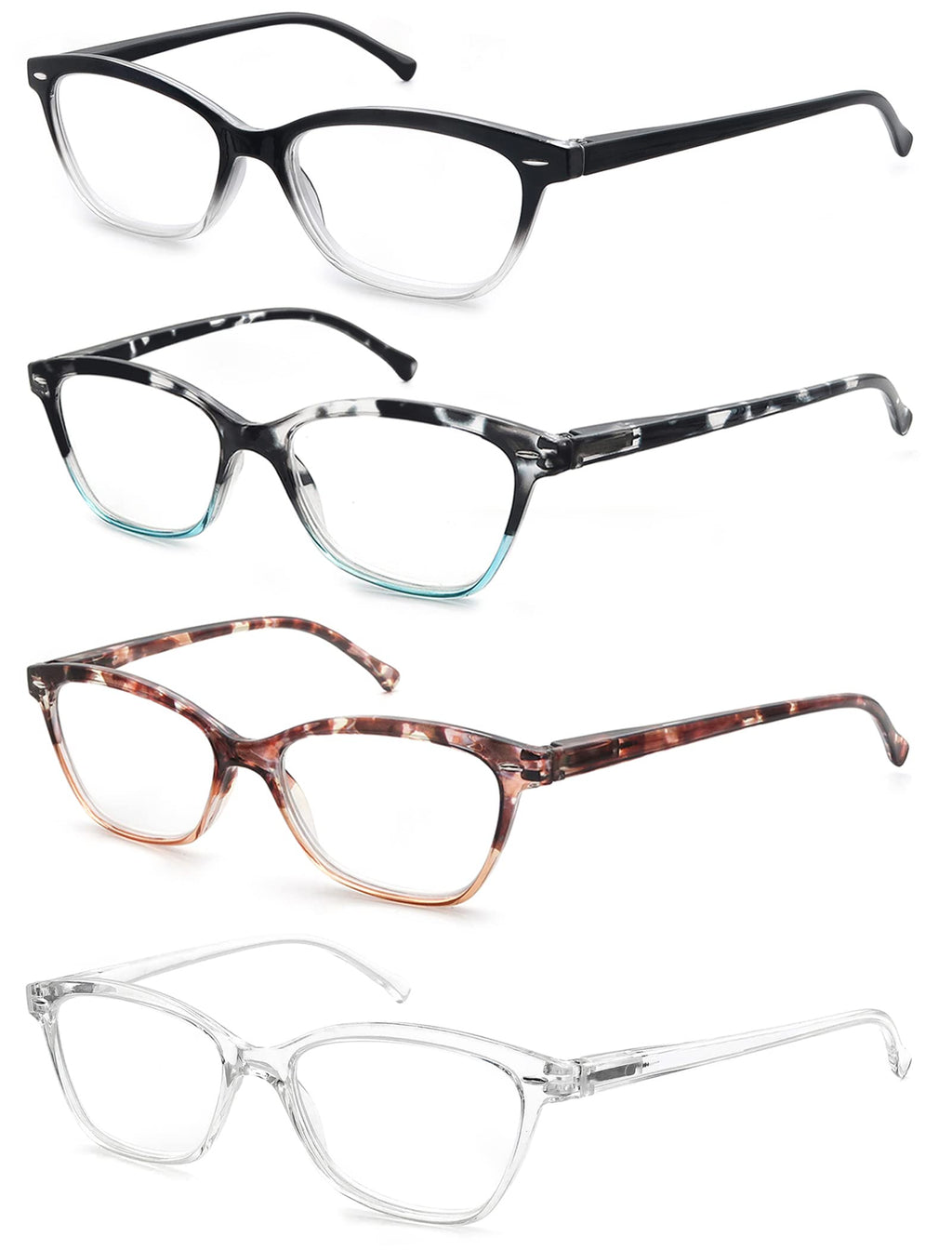 OLOMEE Reading Glasses Women Ladies Readers +0.75 Stylish Women's Magnifying Cheaters Glasses 4 Pack Lightweight Comfortable Fit
