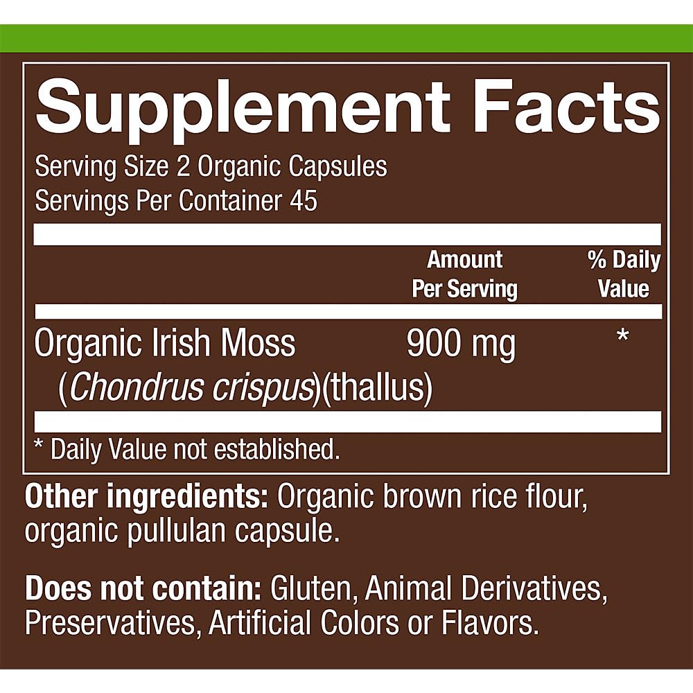 plnt Organic Sea Moss a Marine Algae Superfood a 900 MG Organic Irish Moss (90 Capsules)