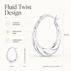 LeCalla 925 Sterling Silver Hoop Earrings | Lightweight Classic Small Oval Shrimp Hoops Earring for Women - 25MM