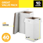 40-Gallon Corrugated Cardboard Trash & Recycling Containers (10 Pack) - Heavy-Duty, Disposable & Recyclable Waste Bins for Events, Festivals & Construction Sites - Easy Assembly & Foldable Storage