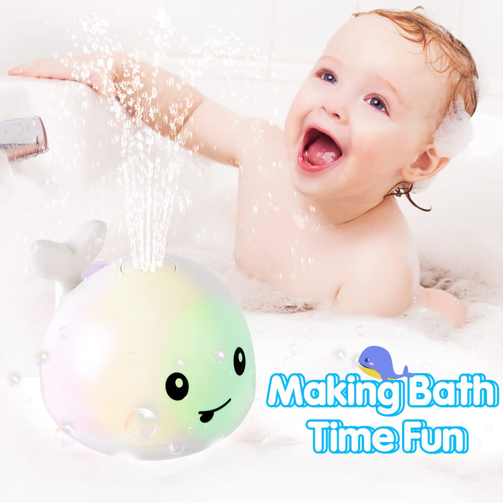 Gigilli Bathtub Toys for Toddlers 1-3, Light Up Whale Bath Tub Toys for Infant 0-6 6-12 12-18 Months or Kids Ages 2 3 4 5, Rechargeable White