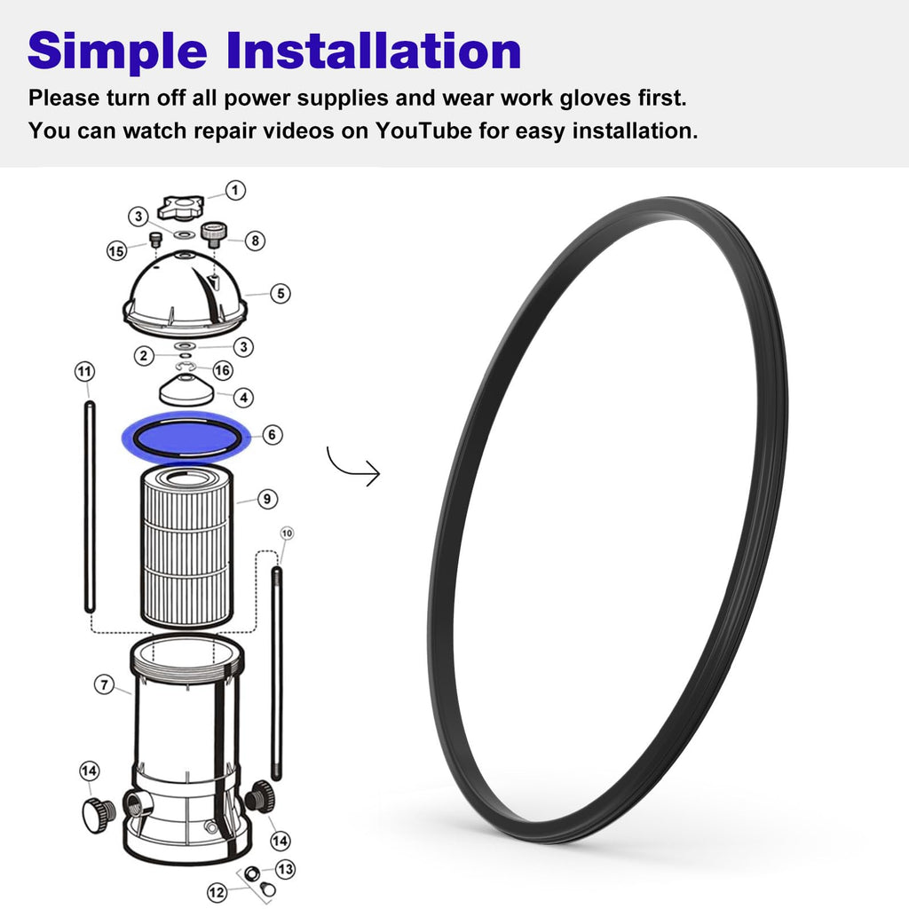 JIOTAR DEX2422Z2 Filter Seal O-Ring Gasket for C4030 C3030 C2030, Hayward Pool Pump Seal Kit Replacement DE4820 DE2420, Pool Filter Parts for Hayward Pro-Grid DE Swim Clear Cartridge Filter