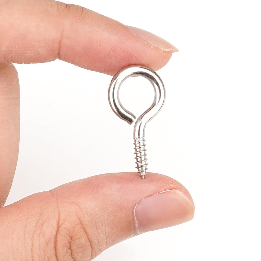 Aovchei 50pcs 304 Stainless Steel 1 Inches Eye Screws, Screw Hooks