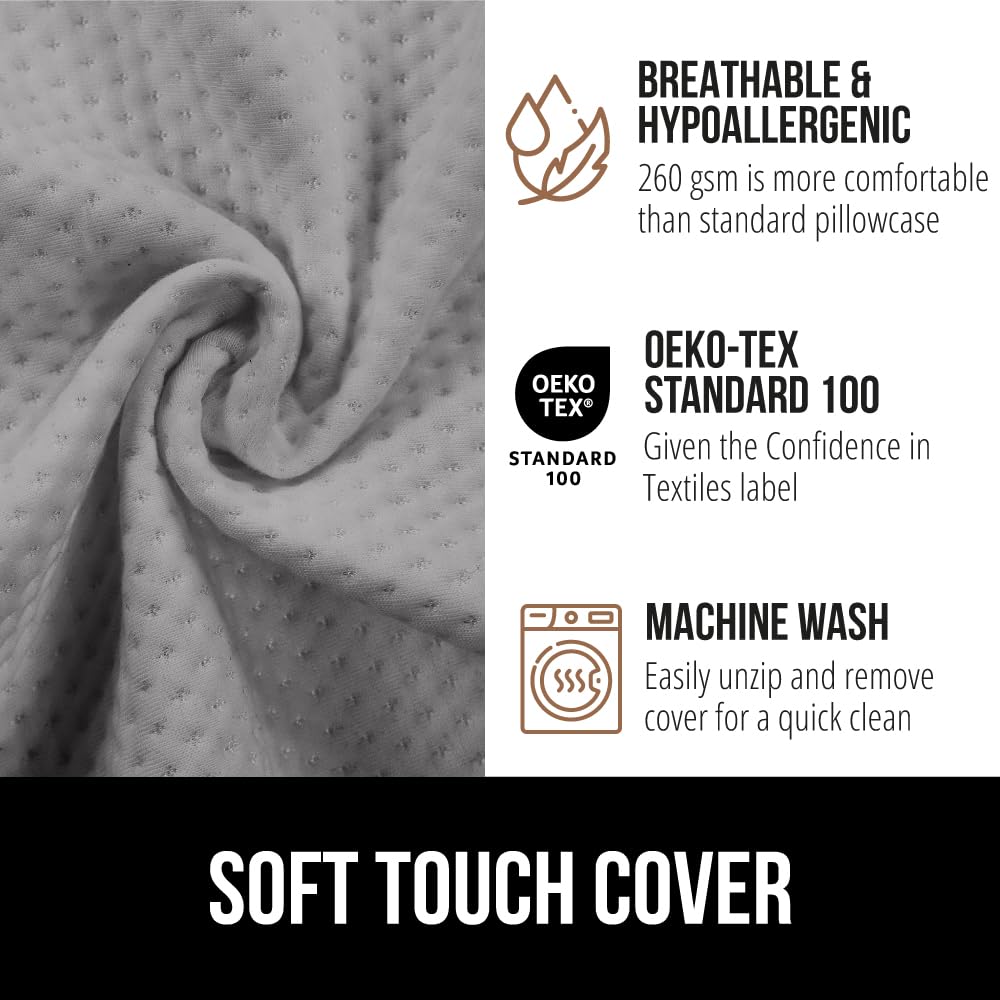 GORILLA GRIP Queen Bed Wedge Pillow for Headboard Gap, Filler Between Mattress Gaps, US Designed, Comfortable Supportive High Density Cushion Foam Pillows, Stay in Place Gripping Dots, Soft Gray