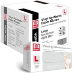 Jointown Basic Medical Clear Vinyl Exam Gloves - Latex-Free & Powder-Free - VGPF-3003 (Case of 1,000), Large