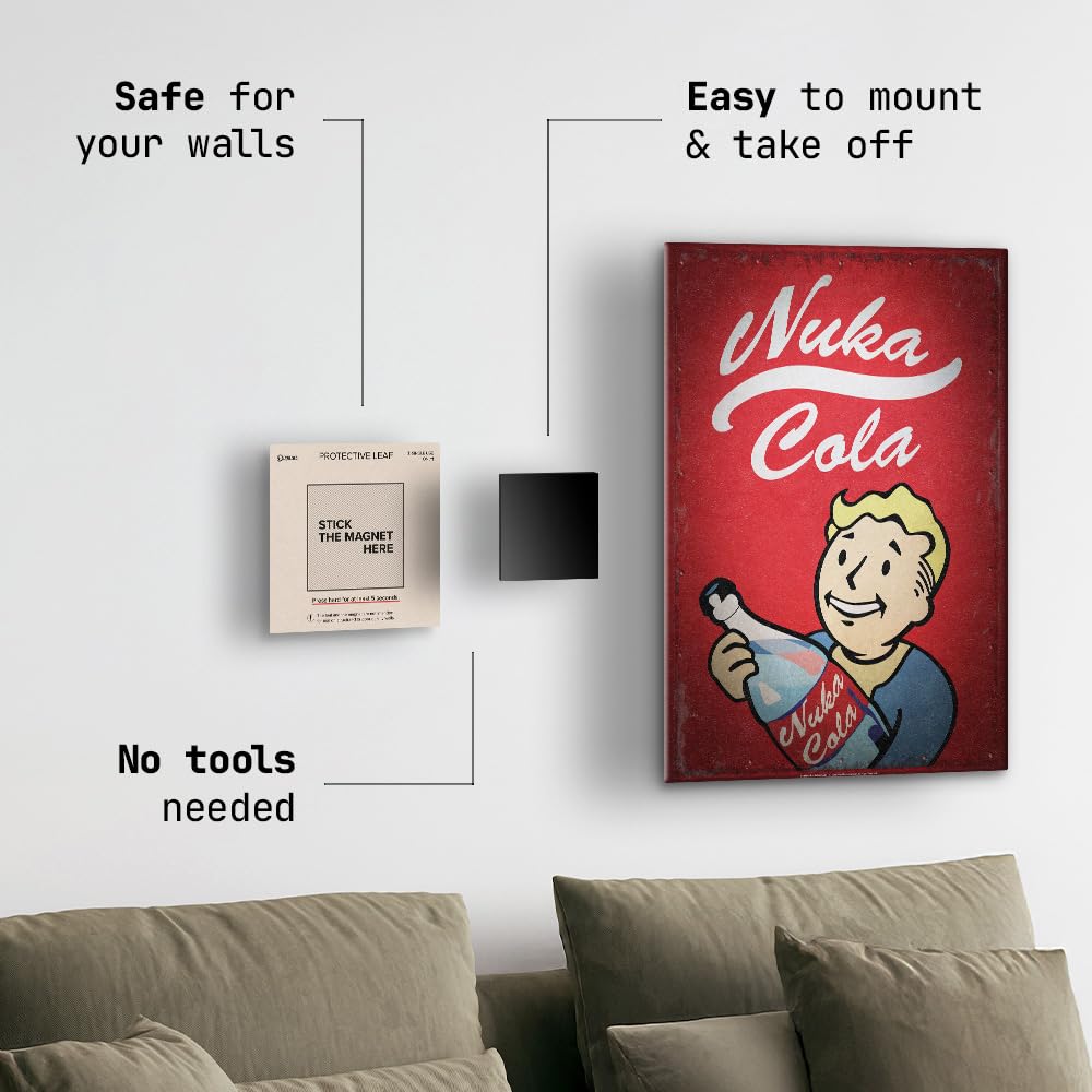 Displate Magnetic Wall Mount Kit for Hanging Pictures, 3-Pack Peel & Stick Wall Magnets with Safe Removable Adhesive Leaf - No Drill, Damage-Free Magnets for Wall Art, Metal Posters & Prints