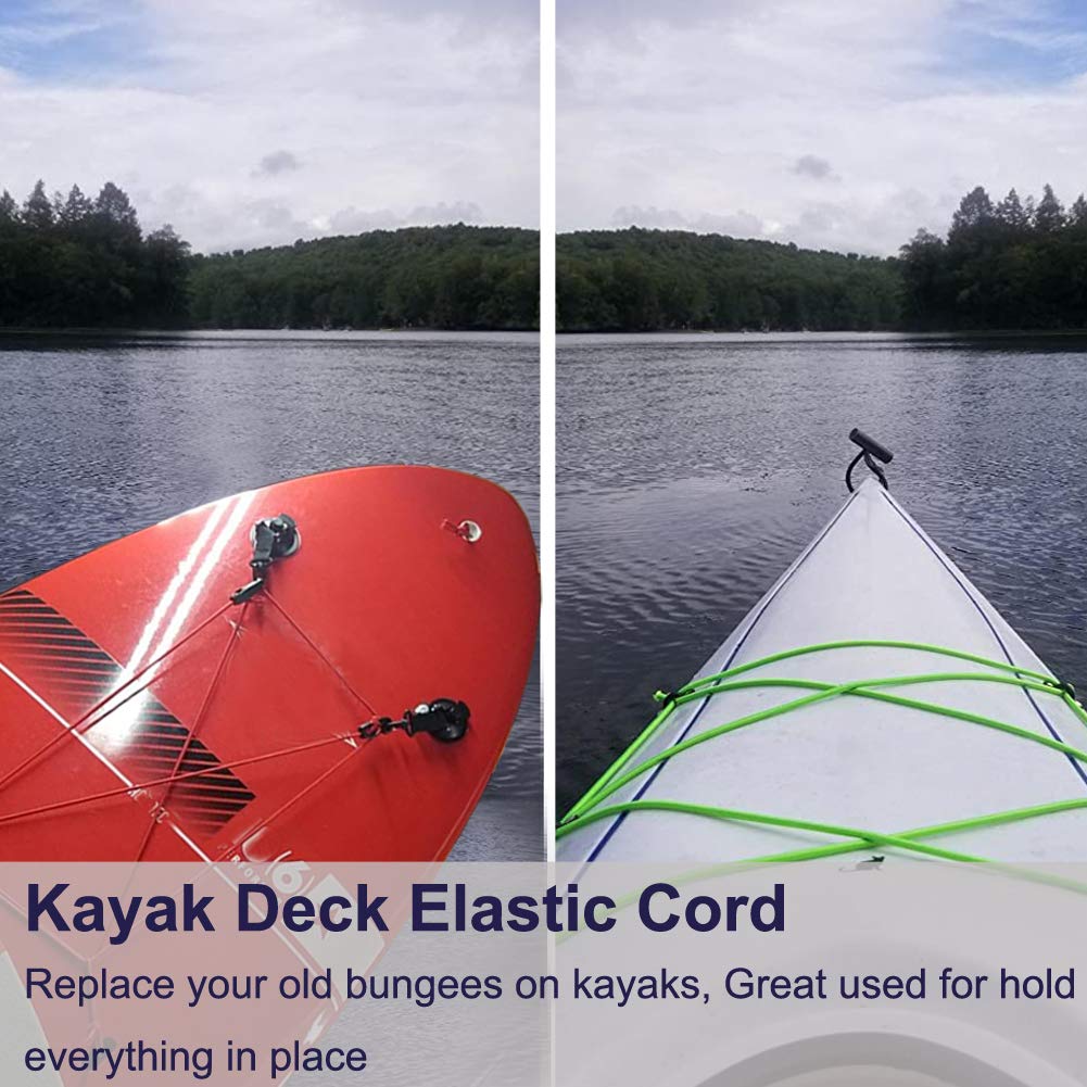 Huouo 1/4" Elastic Bungee Shock Cords, 50 Feet Marine Grade Kayak Heavy Stretch String Rope & Tie Down Trailer Straps for DIY Projects Red