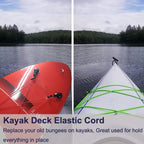 Huouo 1/4" Elastic Bungee Shock Cords, 50 Feet Marine Grade Kayak Heavy Stretch String Rope & Tie Down Trailer Straps for DIY Projects Red