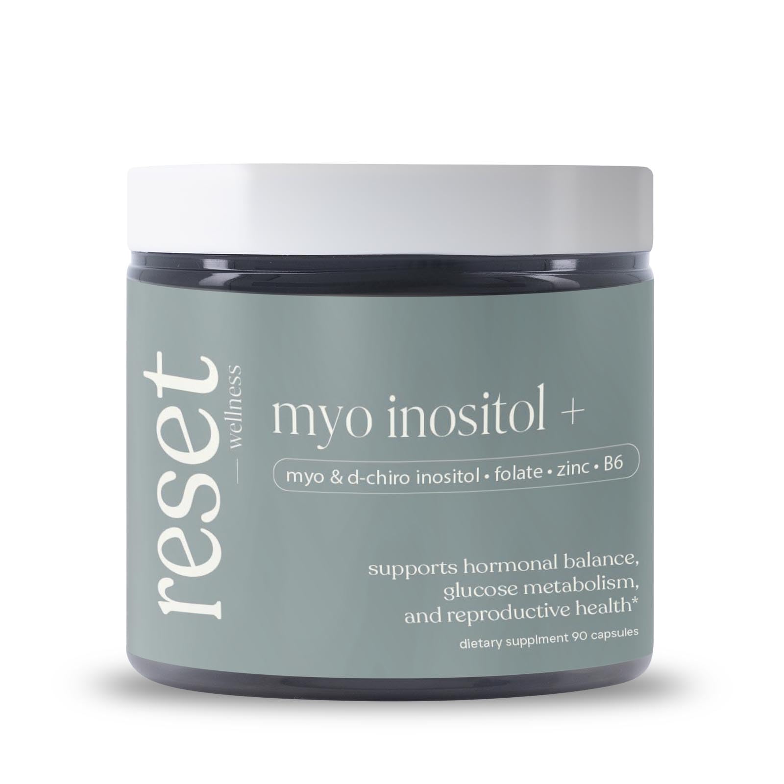 reset wellness MYOINOSITOL+ | Myo-Inositol & D-Chiro Inositol (40:1 Ratio) + Methylfolate, Vitamin B6 & Zinc | Supports Hormonal Balance, Metabolic Health & Fertility | 90 Capsules
