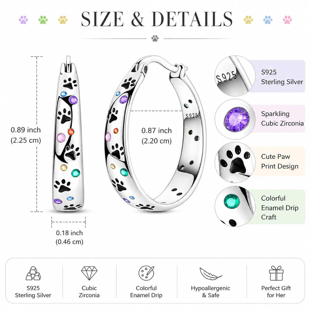 NARMO 925 Sterling Silver Hoops Colorful Pet Claws Earrings for Women