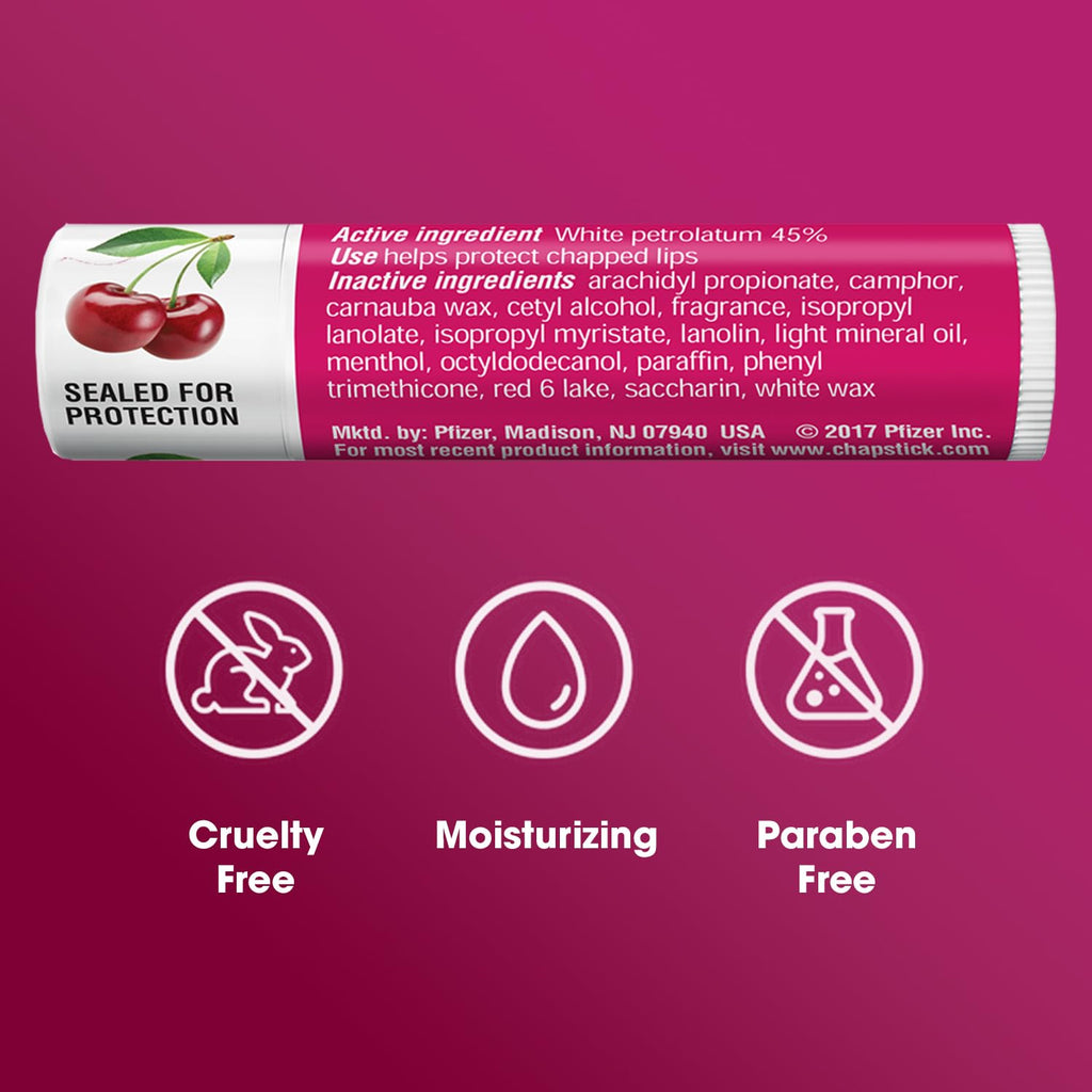ChapStick Bulk Lip Balm, Classic Cherry 12-Count – Lip Moisturizer for Dry Lips, 0.15 Oz Ea