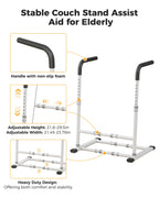 JivaJot Couch Stand Assist Aid for Elderly, Sofa Chair Lift Assist Devices for Seniors Sit to Stand, Standing Aids & Supports, Pregnancy, Disabled, Floor Gap Height ≥ 1.4" Leg Gap ＞24", White
