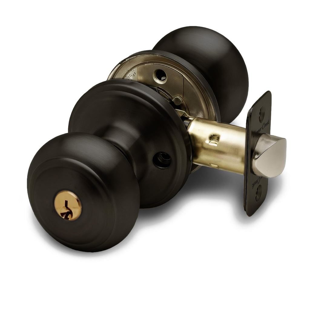 Copper Creek Colonial Entry Door Knob – Keyed Entry Handle with Lock and Key, ANSI Grade-3 Certified, DIY-Friendly Install for Interior and Exterior Entrance Doors – Tuscan Bronze (1 Pack)