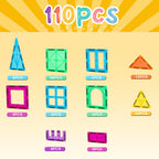 FNJO Magnetic Tiles, 110PCS Magnet Building Set, Magnetic Building Blocks,Construction STEM Learning and Playing Toys for Kids, Montessori Toy for Preschool Boys Girls Toddlers Classroom Must-Haves
