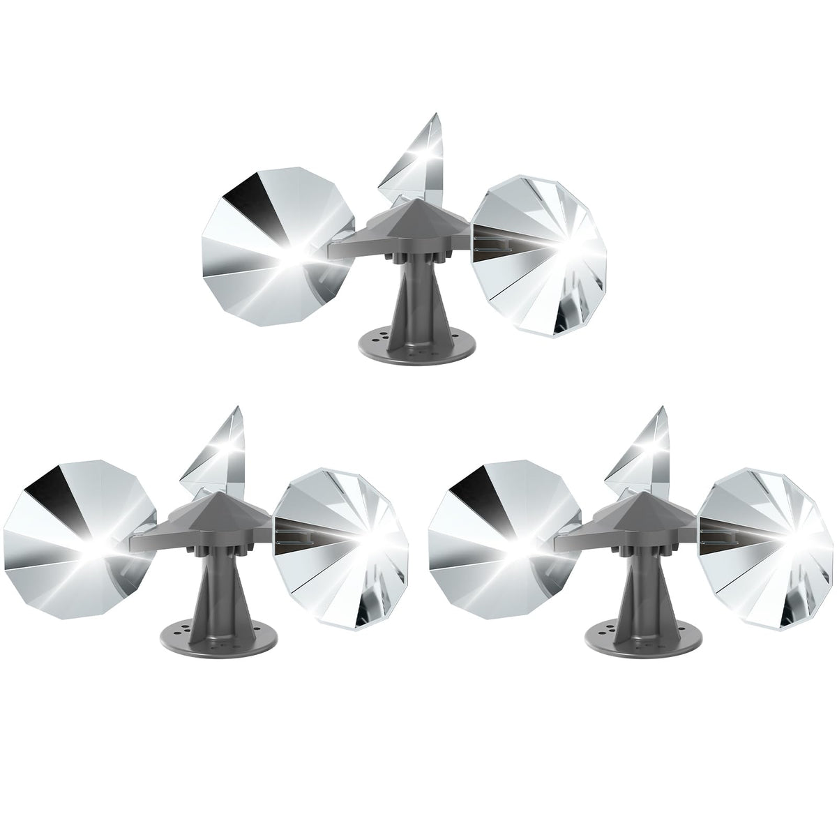 OFFO 3 PCS Bird Scare Reflective Device, Bird Reflector with Plastic Base for Outside, Keep Pigeon Woodpeckers and Sparrows Away for Outdoor Boats Roofs Gardens